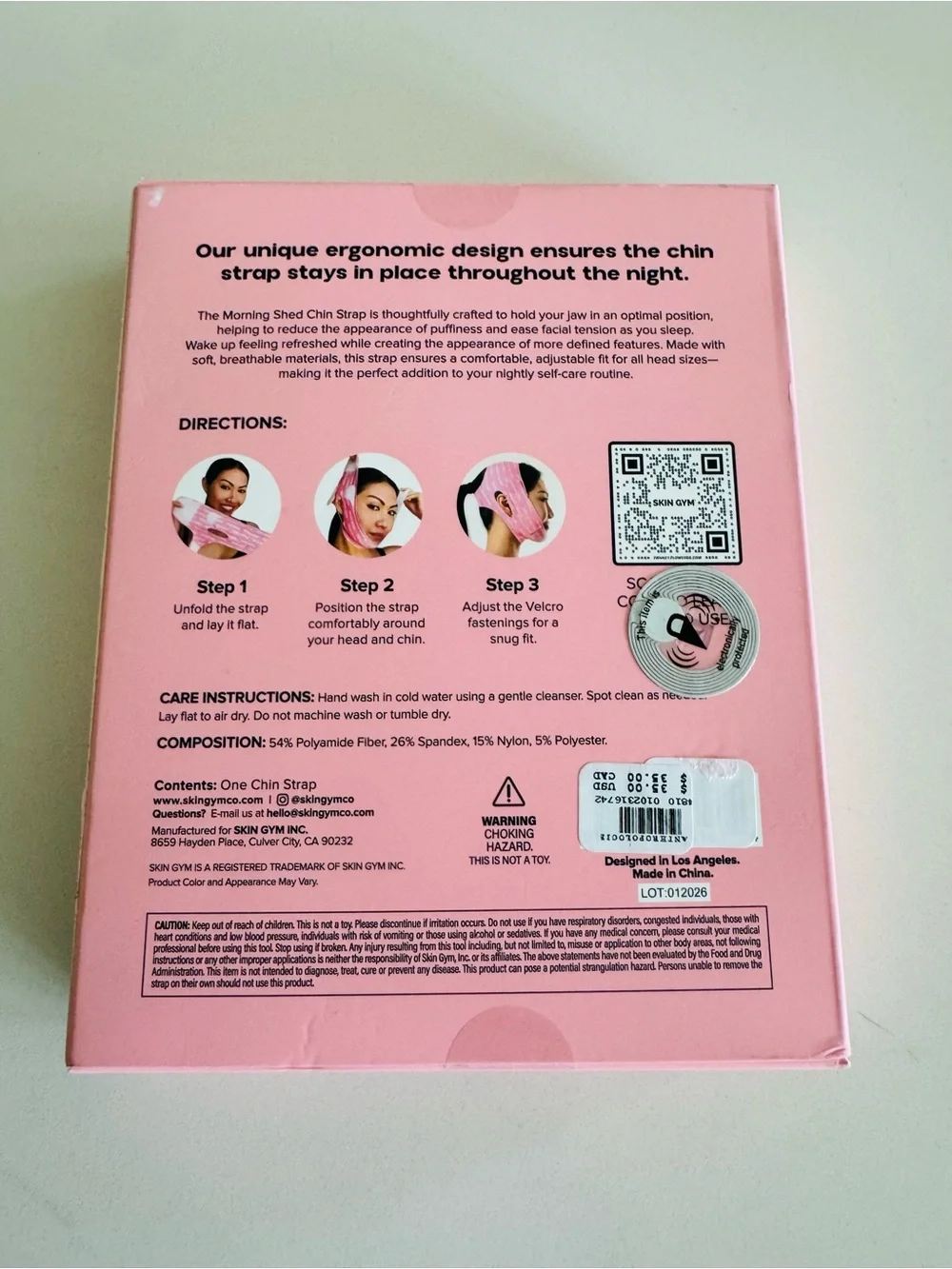 Anthropologie Skin Gym Morning Shed Chin Strap Pink Self Care Gifts New With Tag